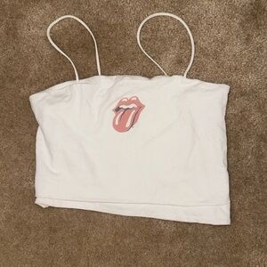 White Cropped Top with Tongue Logo